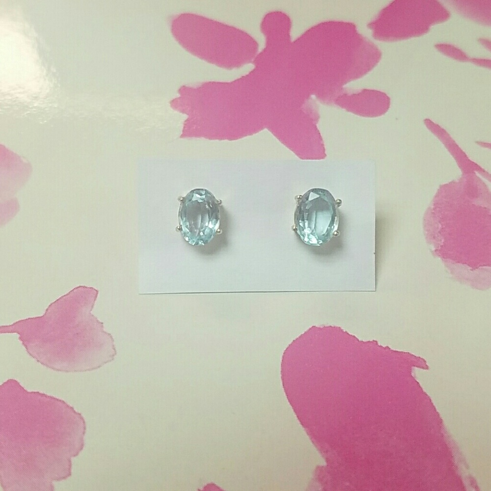 14kt Stamped Oval Gemstone Studs
